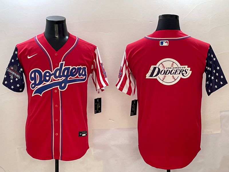 Men Los Angeles Dodgers Blank Red a generation of national flags Joint name 2025 Nike MLB Jersey style 34->los angeles dodgers->MLB Jersey